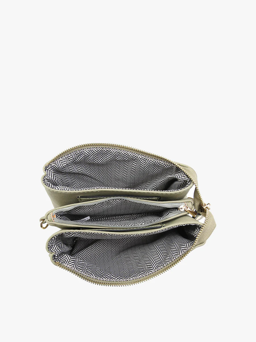 M013GLT Riley Glitter Crossbody/Wristlet in Black