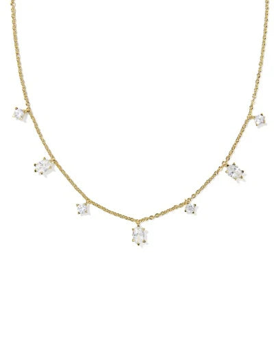 CAILIN DELICATE STRAND NECKLACE GOLD WHITE CZ