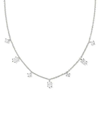 CAILIN DELICATE STRAND NECKLACE SILVER WHITE CZ