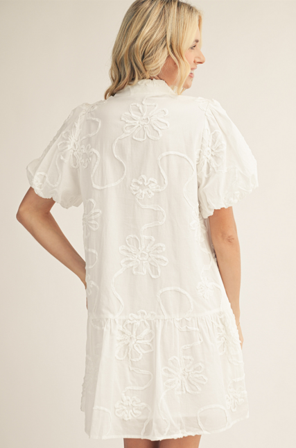 PUFF SLEEVE 3D FLORAL DRESS