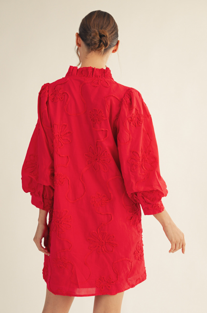Button Down 3d Floral Dress