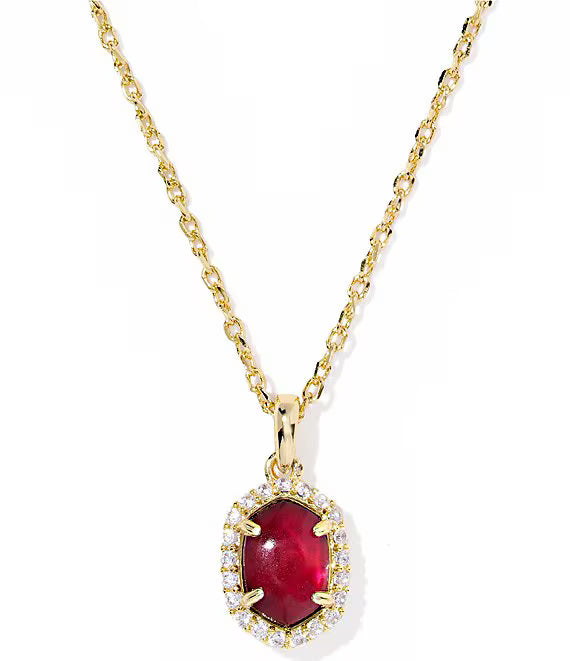 DAPHNE CRYSTAL FRAME SHORT PENDANT NECKLACE GOLD DARK BURGUNDY ILLUSION