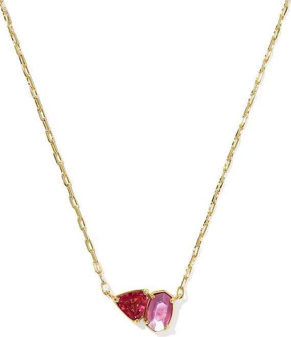 TATUM SHORT PENDANT NECKLACE GOLD PINK MIX