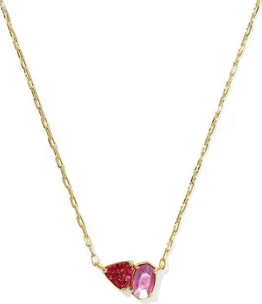 TATUM SHORT PENDANT NECKLACE GOLD PINK MIX