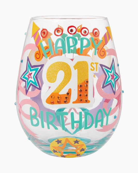 LOLITA Stemless Wine Glass Happy 21st Birthday