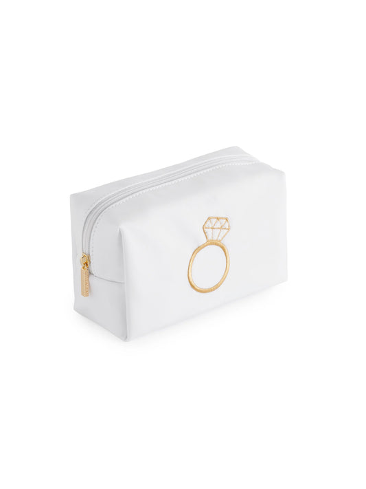 BLING RING SMALL ZIP POUCH, WHITE
