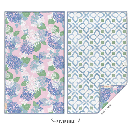 Hydrangea Tile Microfiber Kitchen Towel