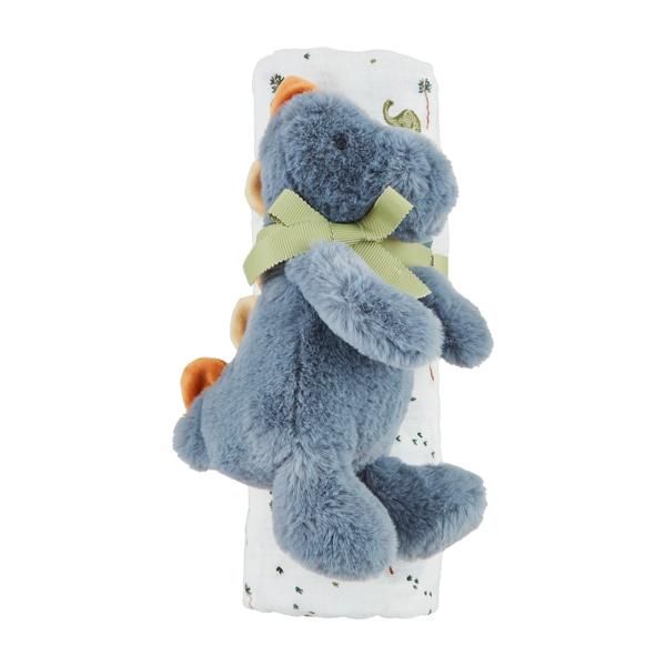 Dino Swaddle & Rattle Set Blue