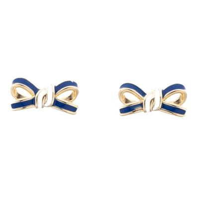 Bow Earrings Blue & White