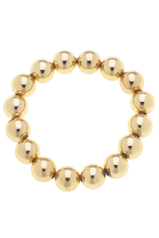 Phoebe Ball Bead Stretch Bracelet in Shiny Gold