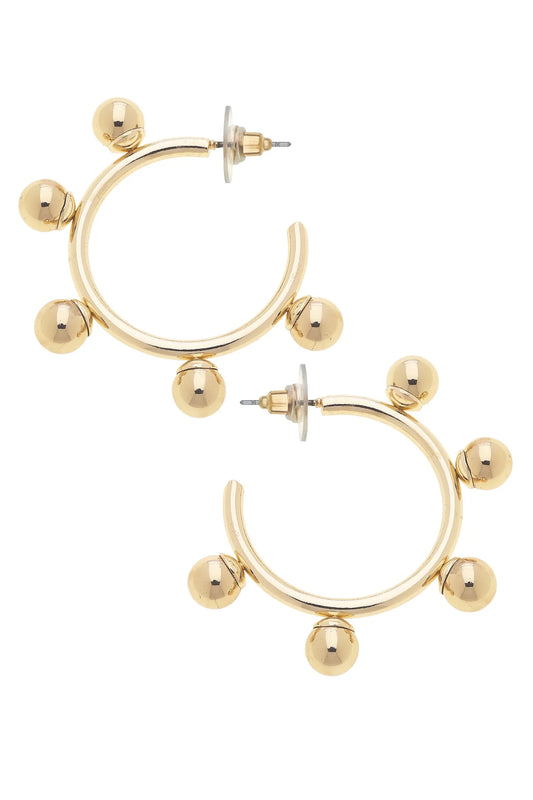 Allison Ball Bead Hoop Earrings in Shiny Gold