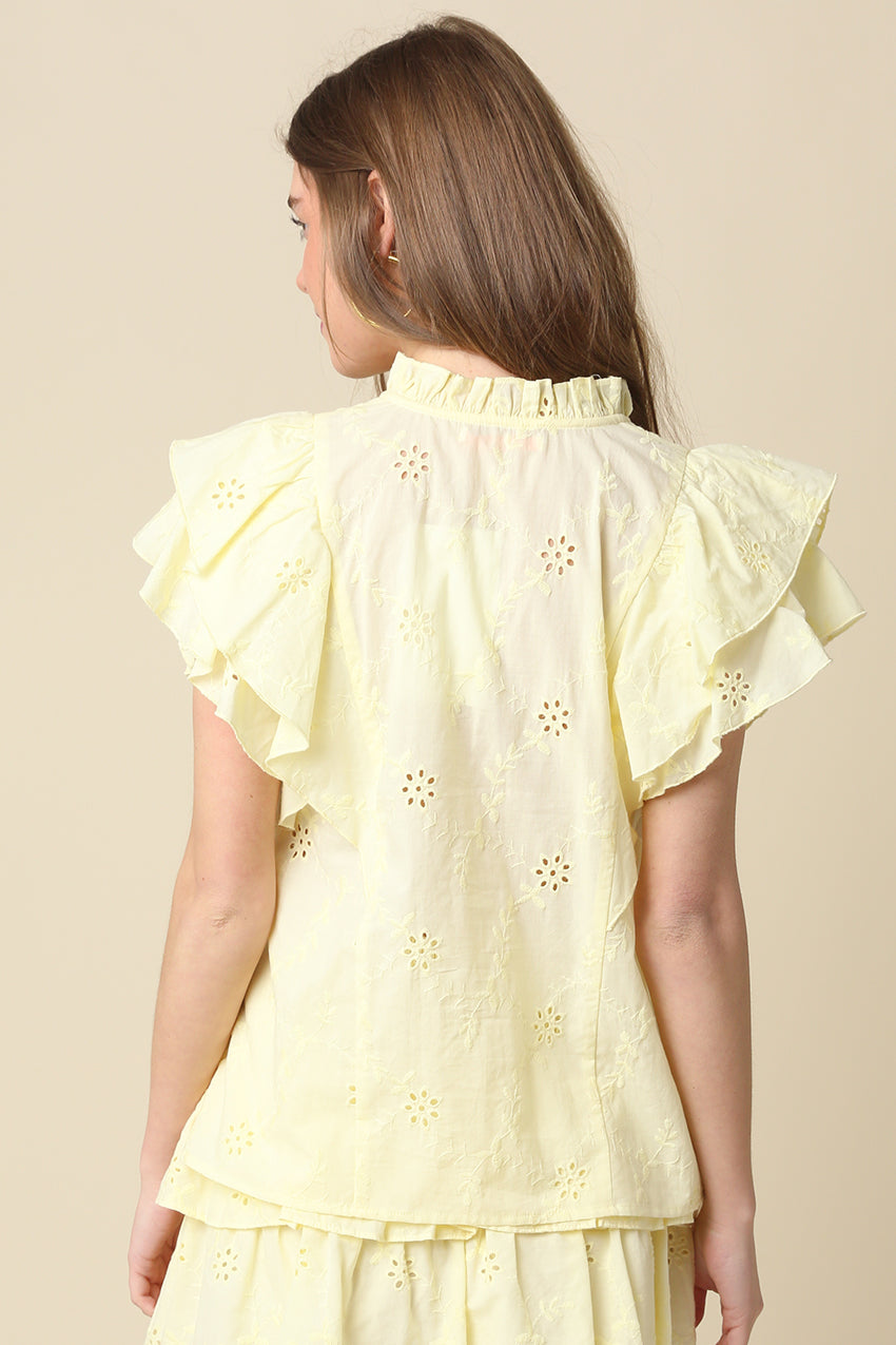 MACY RUFFLE LACE-UP TOP
