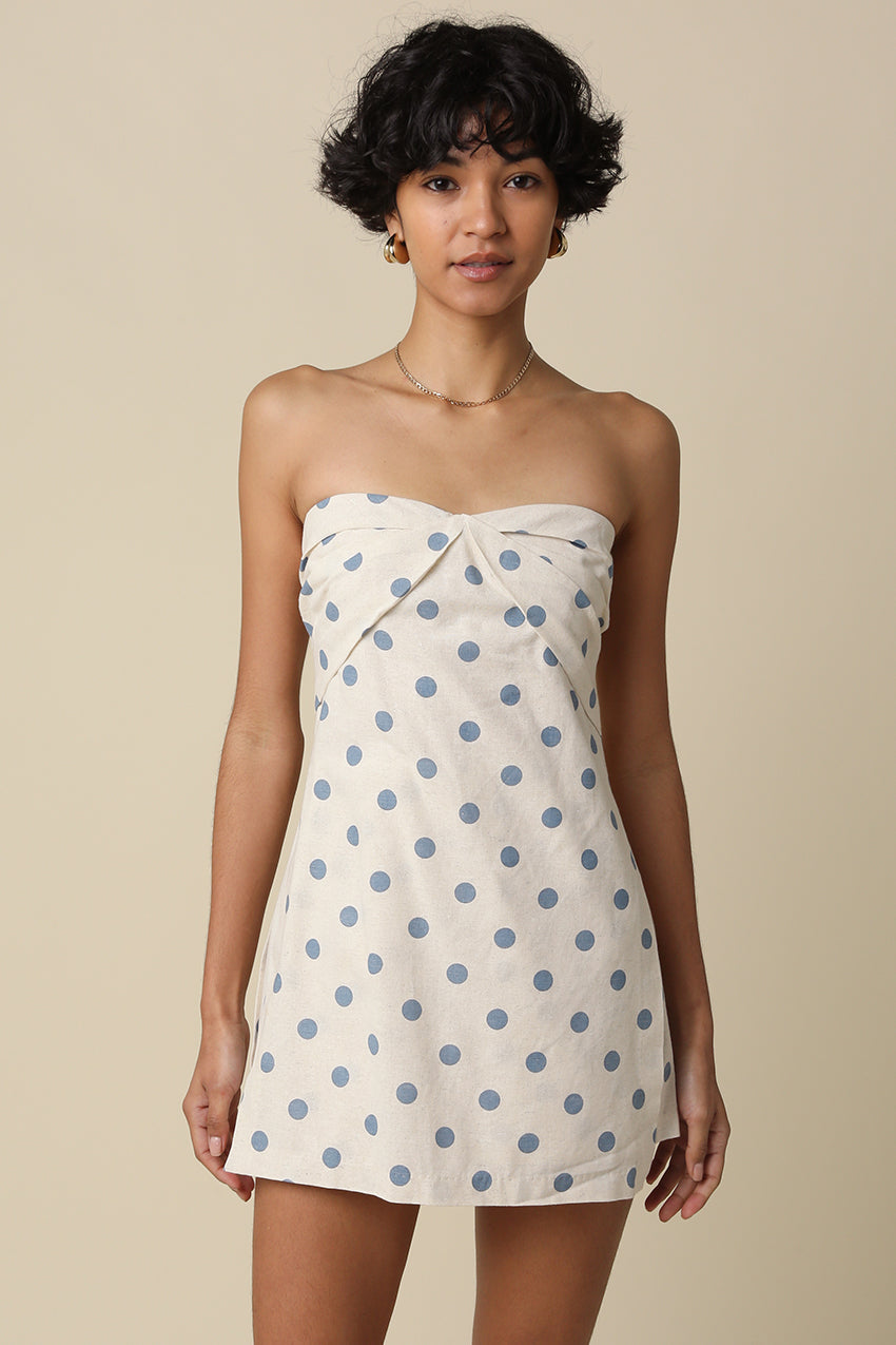 Lila Polka Dot Strapless Romper