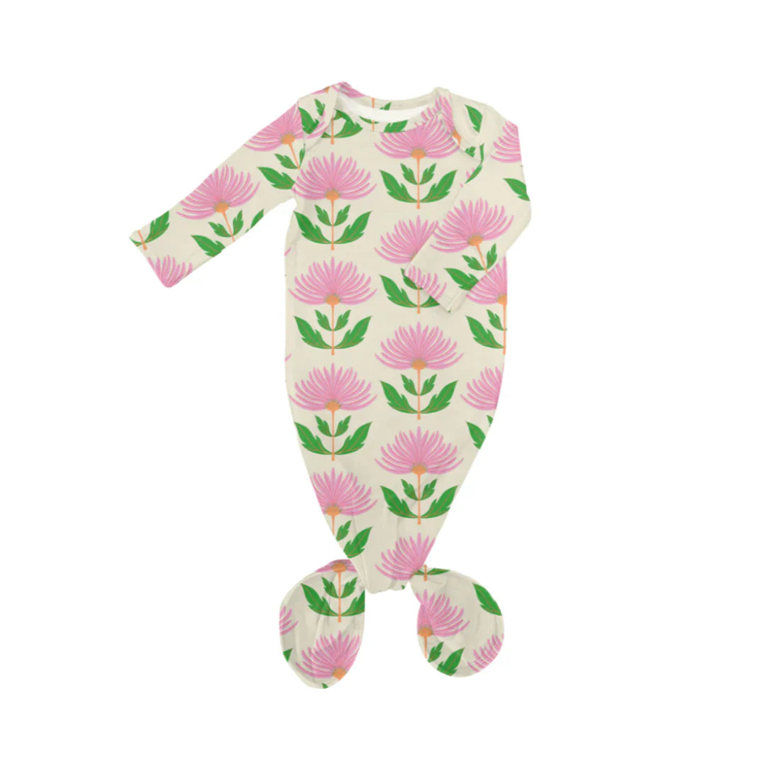 Knotted Gown - Pink Block Flower