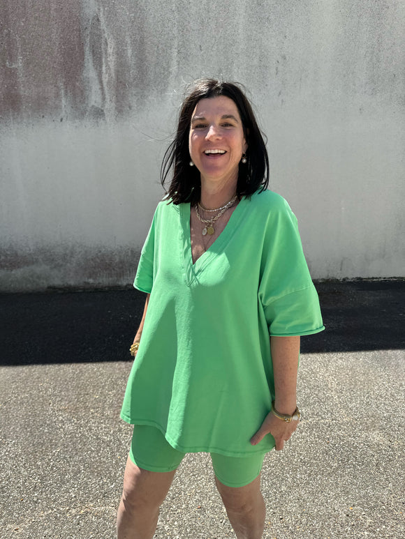 Leah Top in Neon Green (Matching Set)