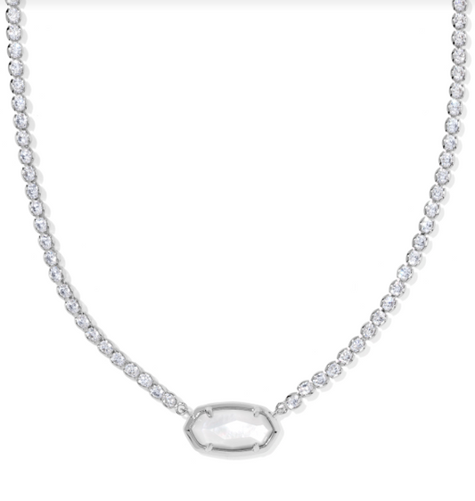 ELISA TENNIS NECKLACE SILVER IVORY MOTHER OF PEARL