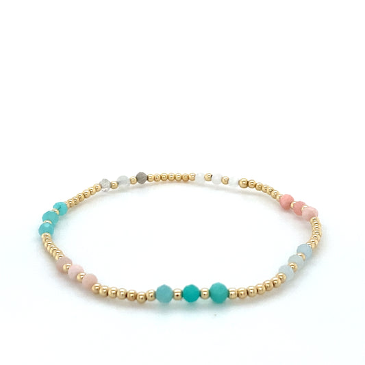 Gemstone Gold Joy Pattern 3mm Bead Bracelet - Hot Mess SS25