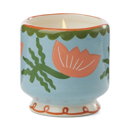 A DOPO 8 OZ  "FLOWER" CERAMIC CANDLE - CACTUS FLOW