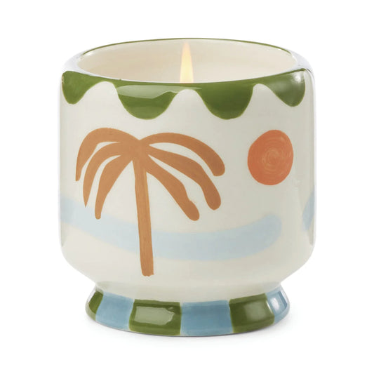 A DOPO 8 OZ  "PALM TREE" CERAMIC CANDLE - LUSH PAL