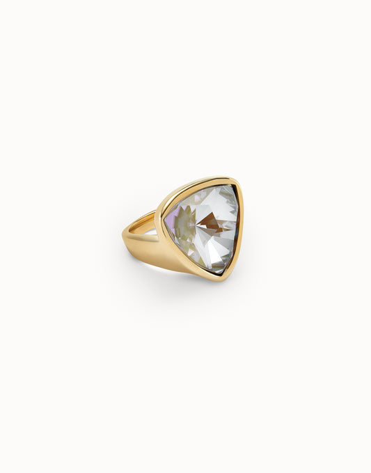 18k gold plated metal alloy ring with multicolor crystal 18