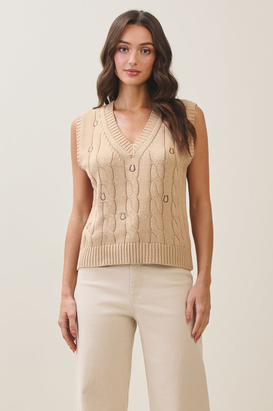 HORSESHOE EMBROIDERY SWEATER VEST