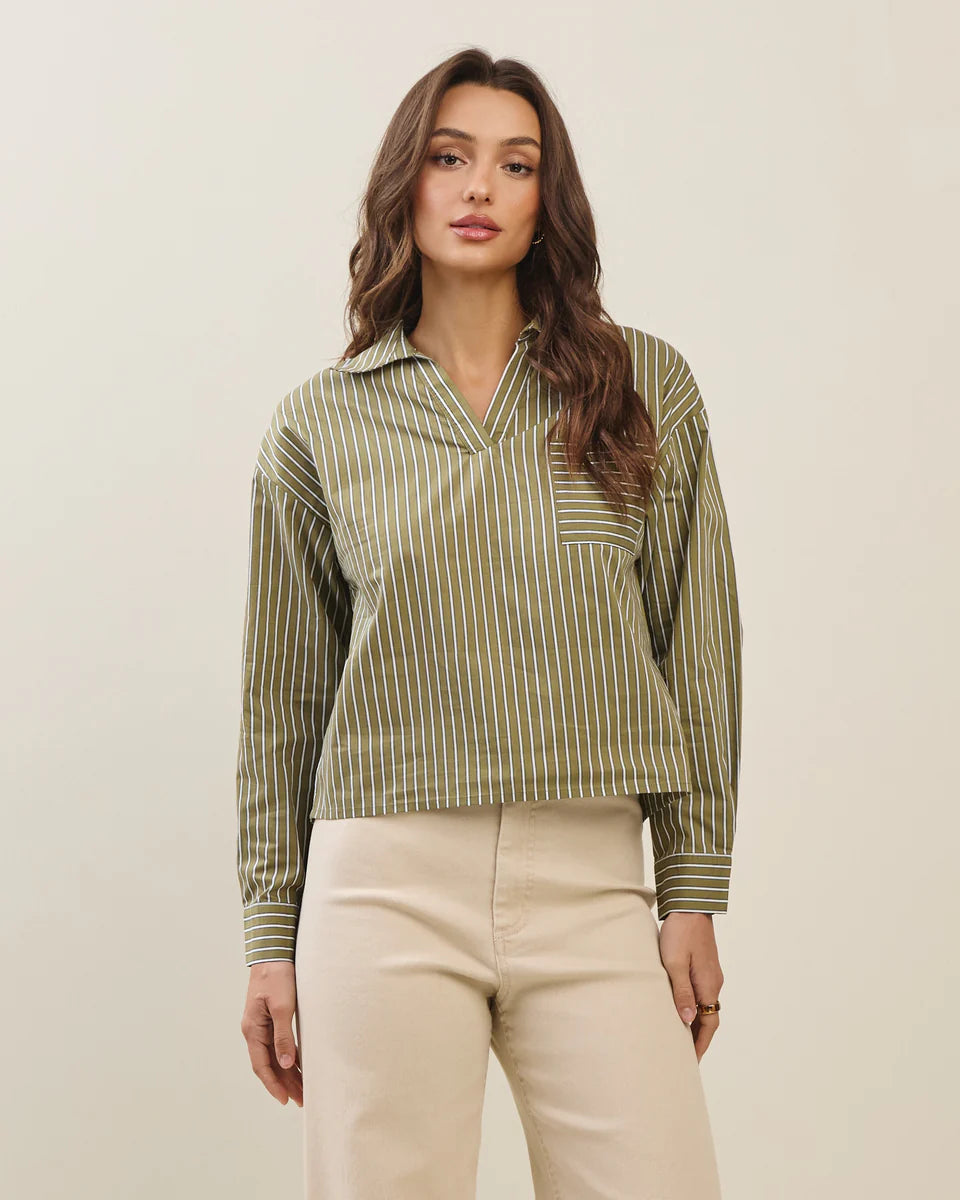 STRIPE SHORT SHIRT TOP