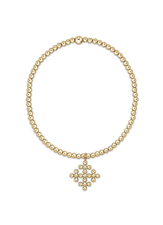 Classic Gold 2.5mm Bead Bracelet - Classic Beaded Signature Cross Encompass Gold Charm