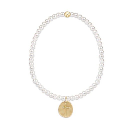 Classic Pearl 3mm Bead Bracelet - Inspire Small Gold Charm
