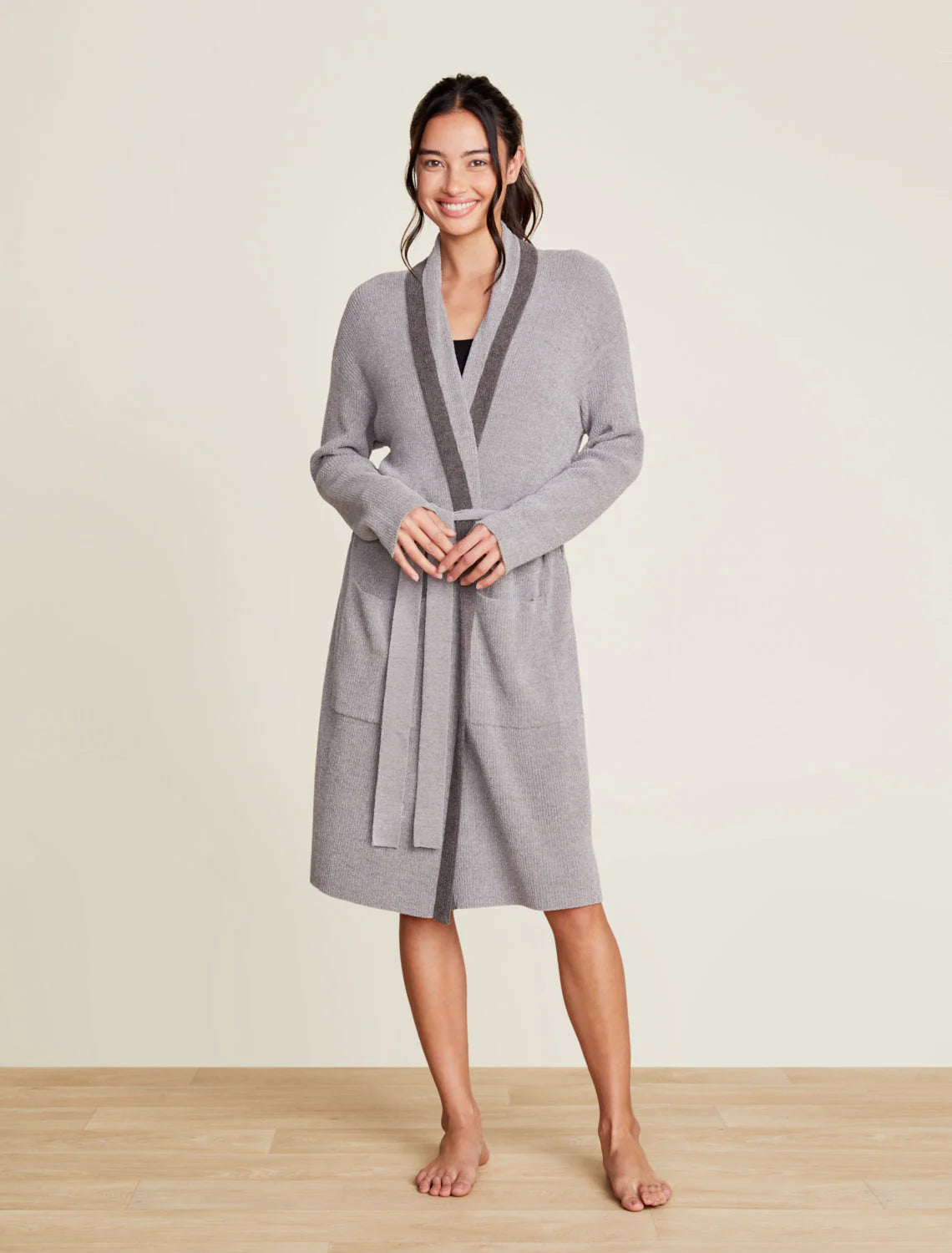 CCUL TIPPED RIBBED SHORT ROBE L-XL GRAY