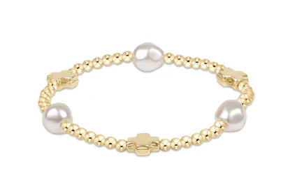 Signature Cross Admire Pearl Pattern 3mm Bead Bracelet - Gold