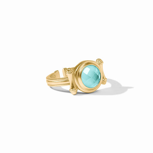 Bamboo Stone Ring Iridescent Bahamian Blue