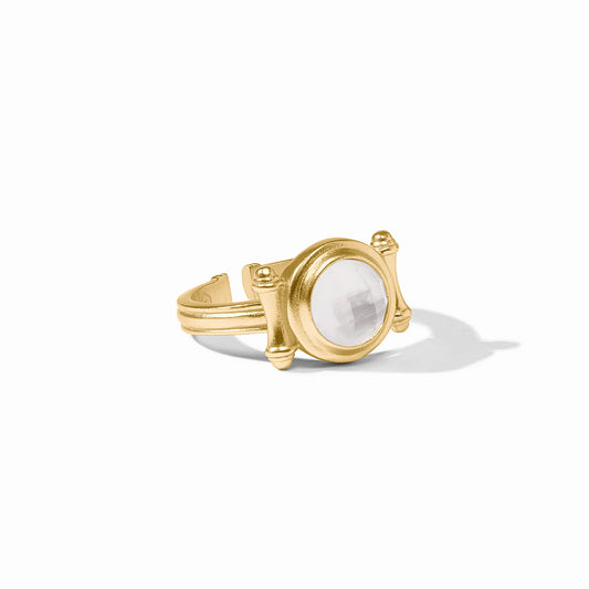 Bamboo Stone Ring Iridescent Clear Crystal