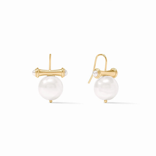 Bamboo Doorknocker Earring Pearl