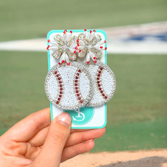 BEADED BASEBALL EARRINGS