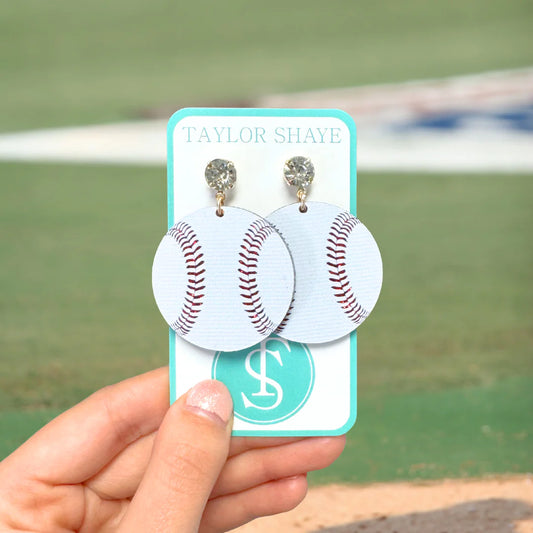 ACRYLIC BASEBALL EARRINGS