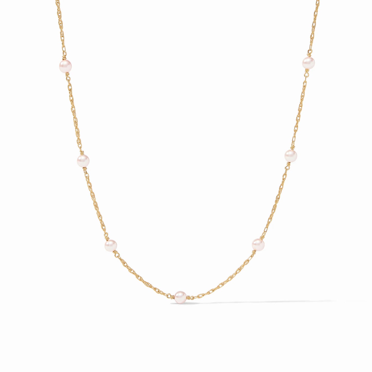 The Pink Delicate Station Necklace-Pink Pearl-OS