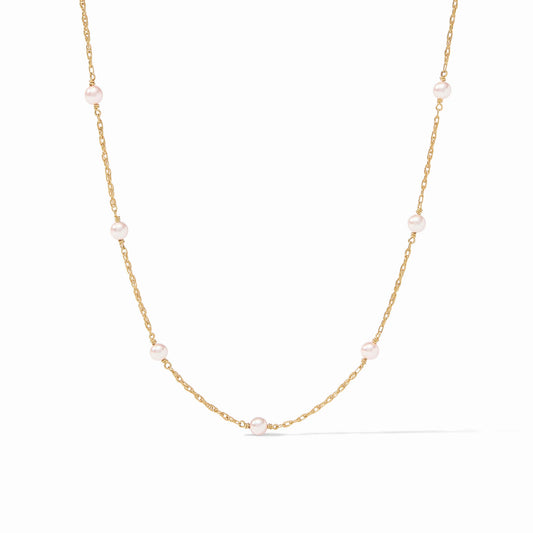 The Pink Delicate Station Necklace-Pink Pearl-OS