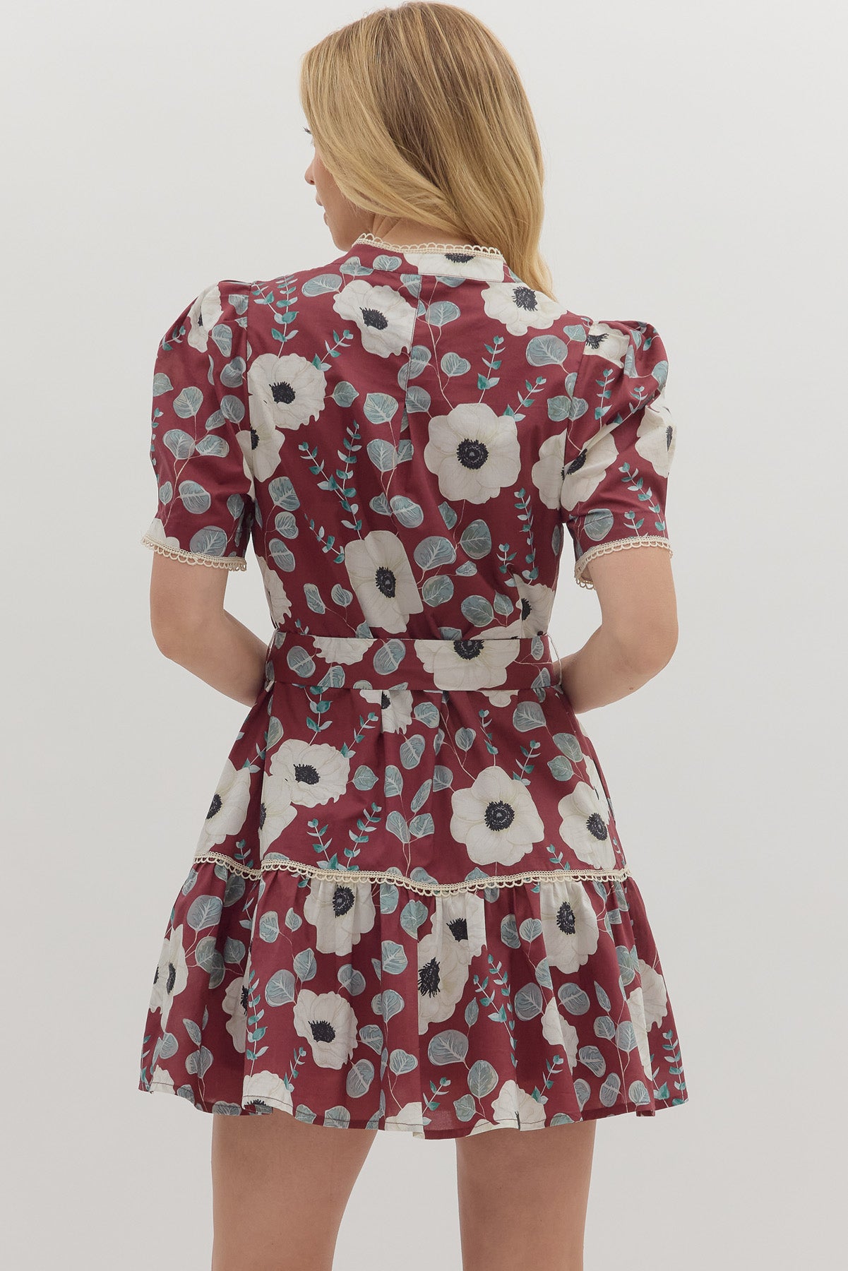 Floral print short sleeve mini dress