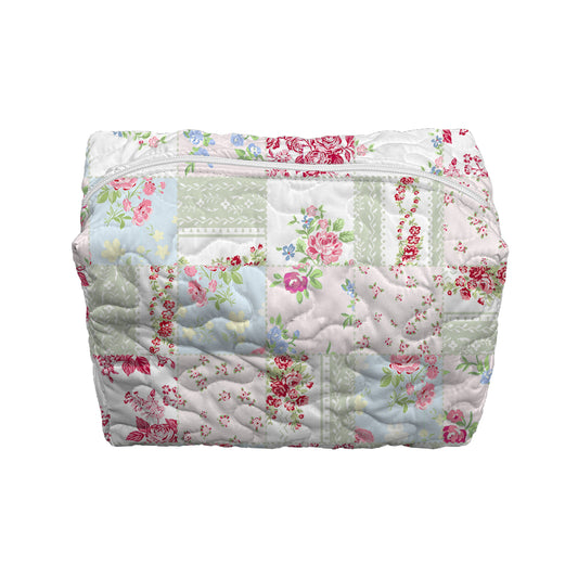 Gracie Patchwork Pastel Quilted Large Makeup Bag