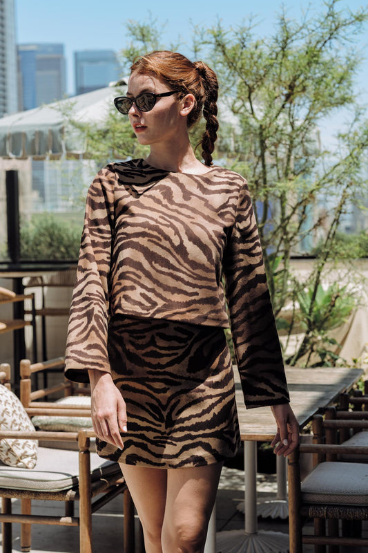 ANIMAL PRINT SUEDE CROP TOP