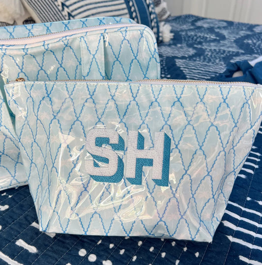 CLEAR COAT BAG- BLUE PALMS