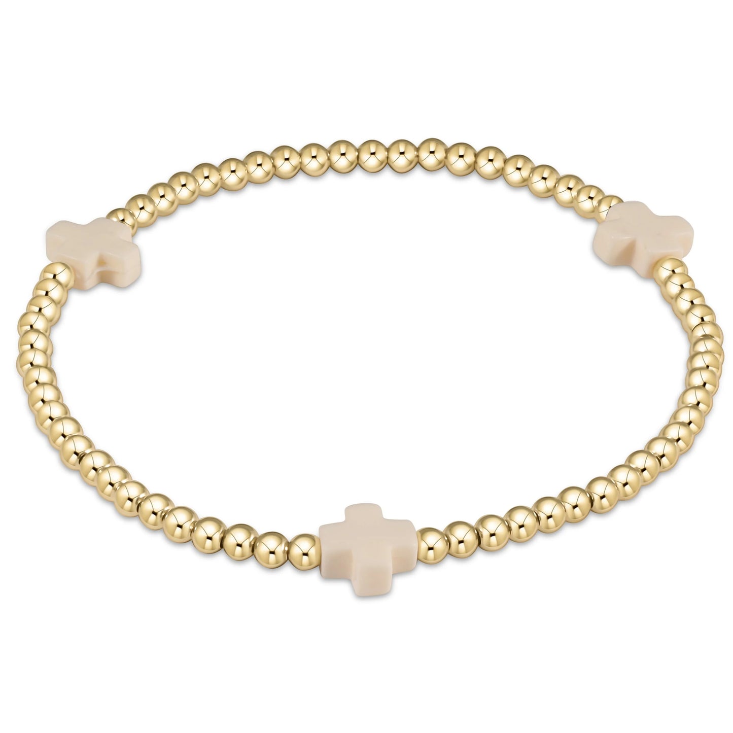 enewton Extends - Signature Cross Gold Pattern 3mm Bead Bracelet - Off-White