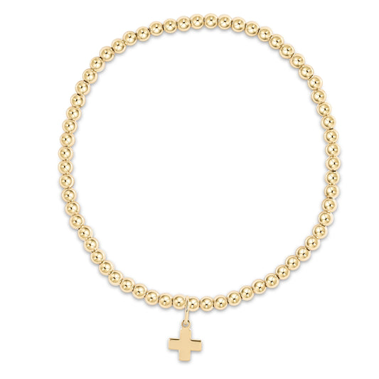 15" Choker Classic Gold 3mm Bead - Signature Cross Gold Charm