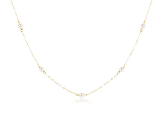 17" Choker Simplicity Chain Gold - 4mm Pearl