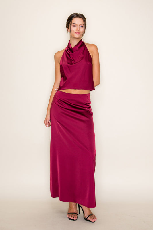 SIMPLY SATIN HALTER TOP