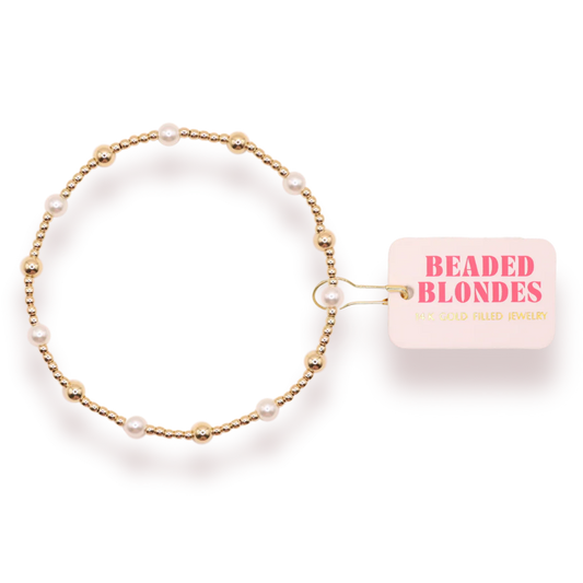 June Pearl + Gold Alternating Bracelet- Petite 6.25 inch