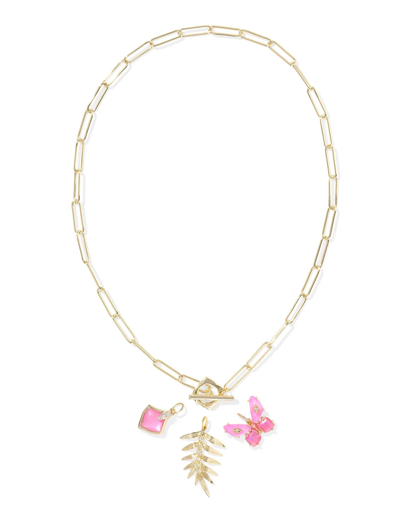 BIANCA BUTTERFLY CHARM NECKLACE GOLD PINK MIX
