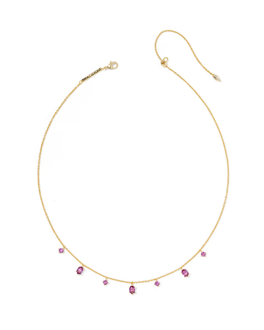 CAILIN DELICATE STRAND NECKLACE GOLD PURPLE CRYSTAL