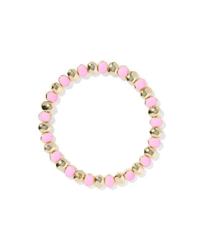DAPHNE ENAMEL STRETCH BRACELET GOLD LIGHT PINK ENAMEL