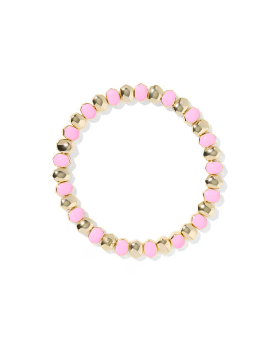 DAPHNE ENAMEL STRETCH BRACELET GOLD LIGHT PINK ENAMEL